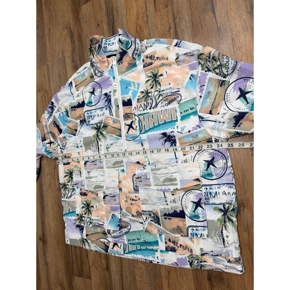 Royalty by Maluma Men's Tropical Half Zip Windbreaker Jacket Medium - Picture 7 of 8